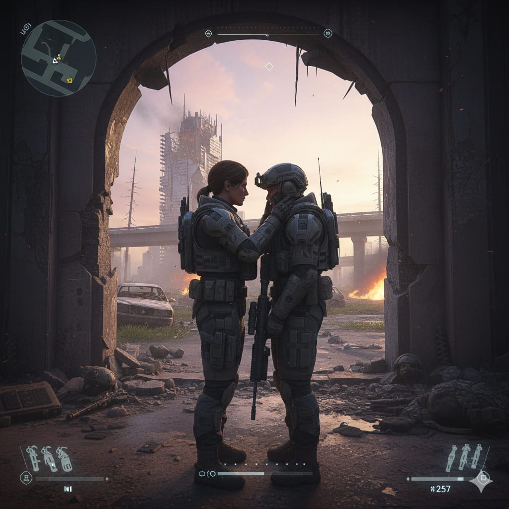 Battlefield 6 Two soldiers in a ruined city.