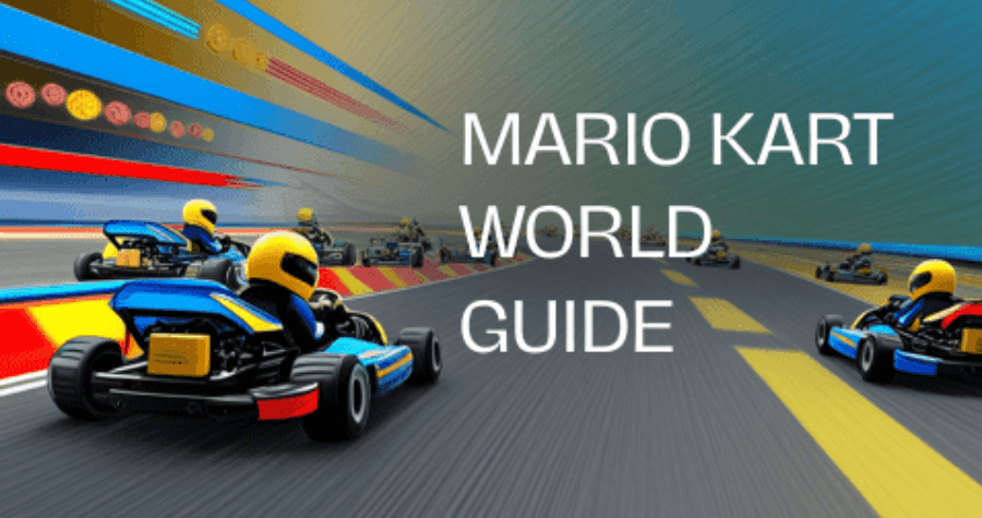 Mario Kart World main menu with game settings and options – troubleshooting guide for players.