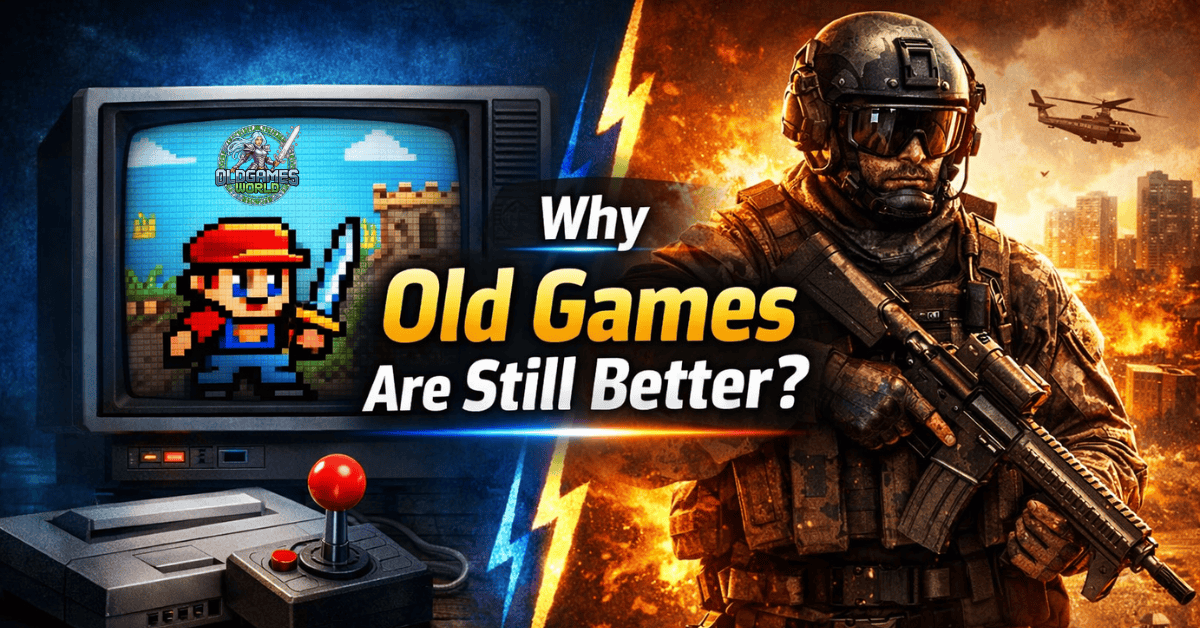 Old games review featured image showing classic games vs modern games comparison