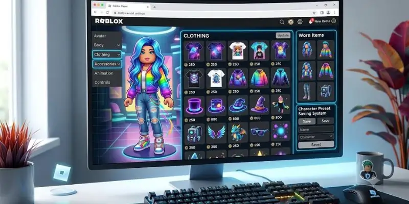 Roblox avatar customization with clothing and accessories.