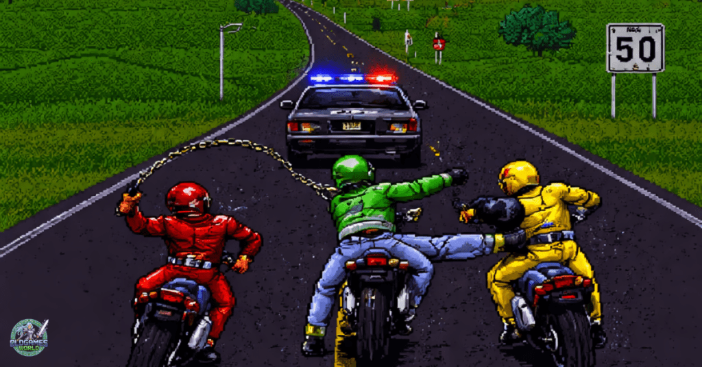 Road Rash old racing game difficulty level and traffic obstacles