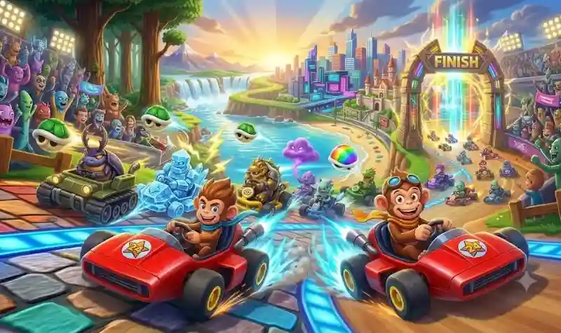 Large elimination race inspired by Mario Kart World Knockout Tour