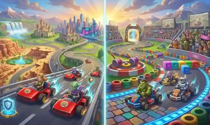 Comparison between connected world kart racing and classic circuit racing