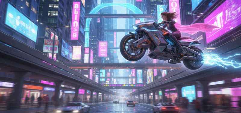 ARC Riders cityscape and story scene illustration