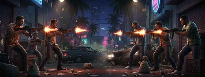 GTA Vice City drug deal ambush attack scene in dark alley