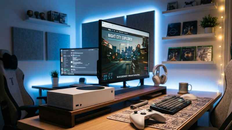 xbox series s gaming setup budget console clean desk setup