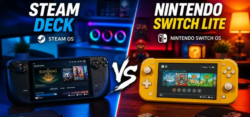 steam deck vs nintendo switch lite comparison handheld gaming consoles