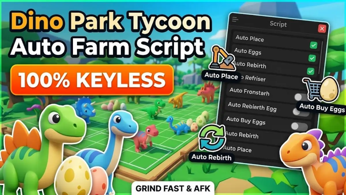 My Dino Park Auto Farm Script (Keyless) – Auto Place, Auto Buy Eggs & Auto Rebirth