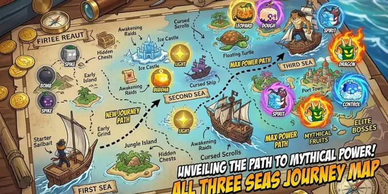 Progressing through the seas in Blox Fruits