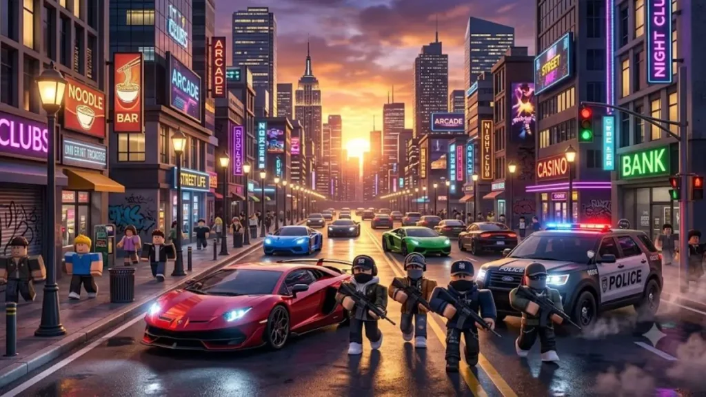 Street Life Remastered Roblox gameplay featuring city streets and luxury vehicles