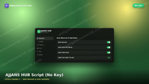 AJJANS HUB Script No Key Auto Harvest and Auto Sprinkler for Grow a Garden 2 Roblox game