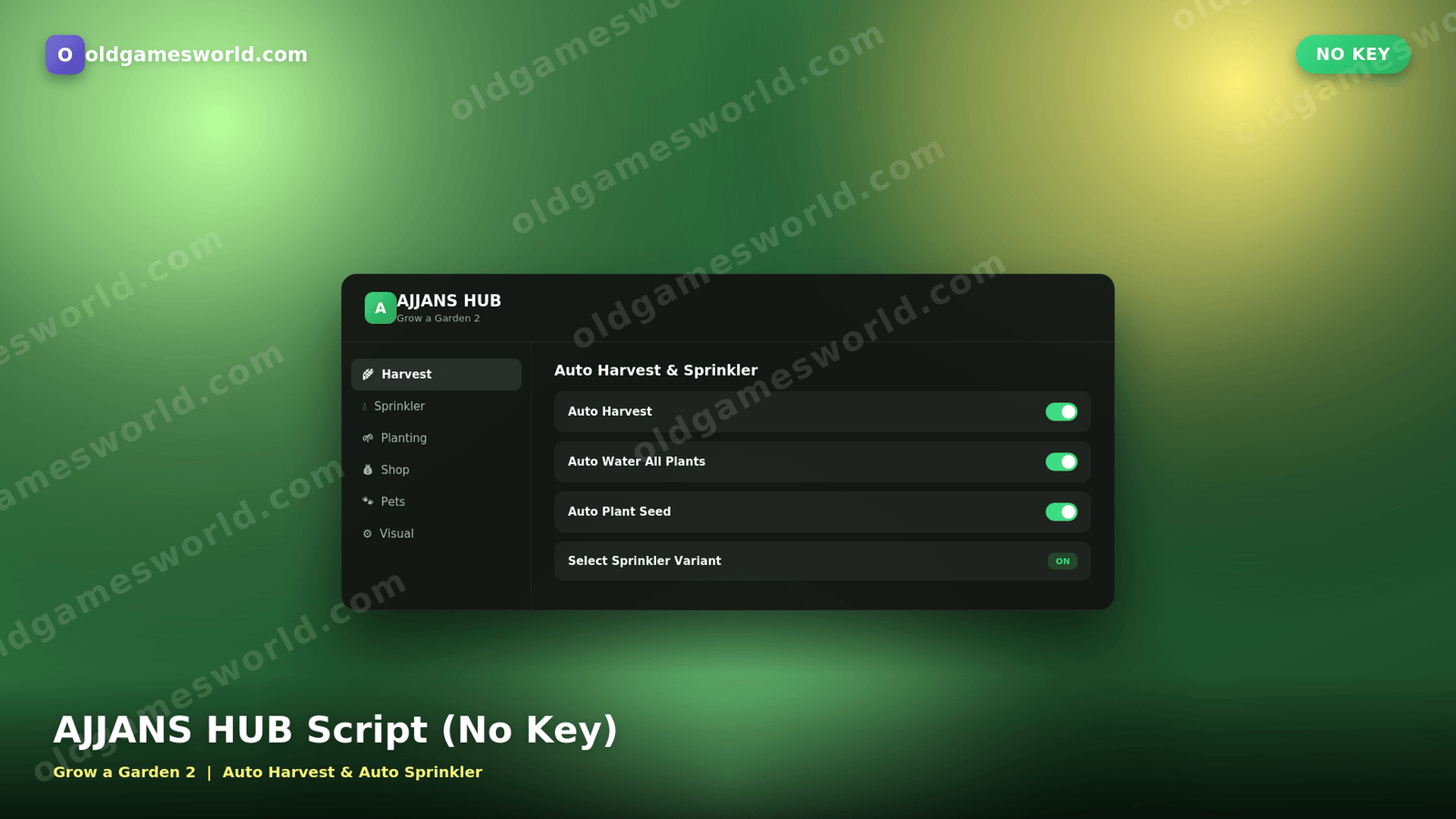 AJJANS HUB Script (No Key) – Auto Harvest & Auto Sprinkler | Grow a Garden 2