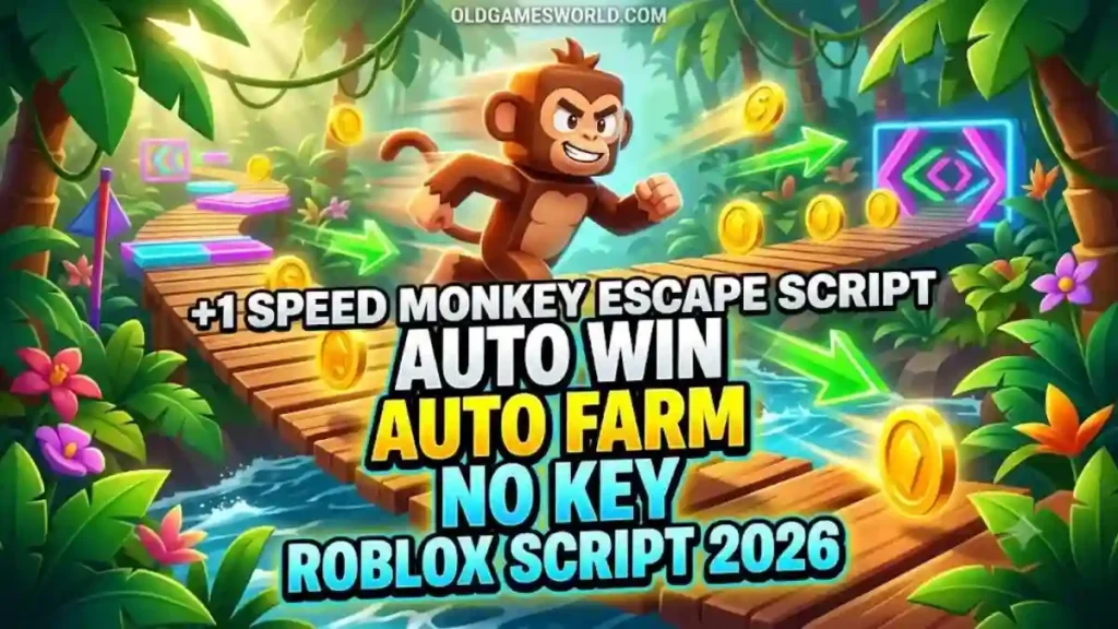 +1 Speed Monkey Escape Script with Auto Win, Auto Farm, and No Key support for Roblox