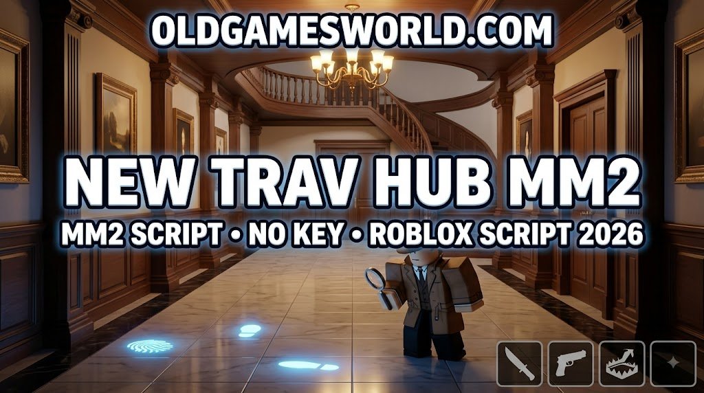 New Trav Hub MM2 Script with No Key access, clean GUI, and Roblox Murder Mystery 2 gameplay tools