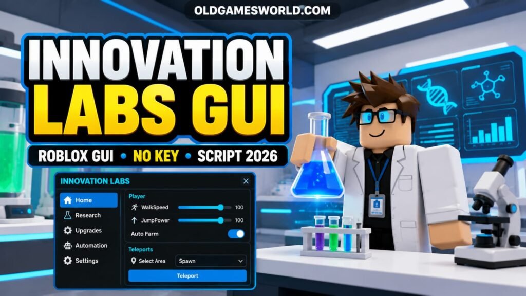 Innovation Labs GUI Script with No Key access and a clean Roblox interface