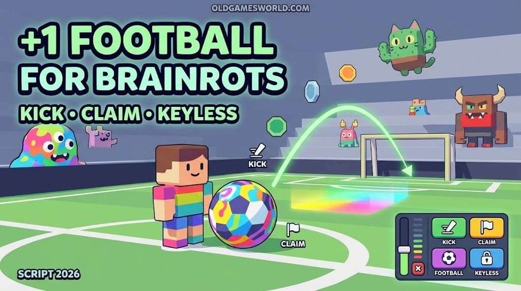 +1 Football for Brainrots Script 2026 with Keyless Kick and Claim features