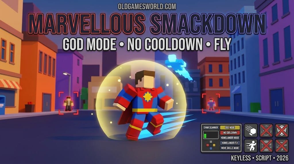 YYDS Marvellous Smackdown Script 2026 with God Mode, No Cooldown, Homelander Fly and Keyless features