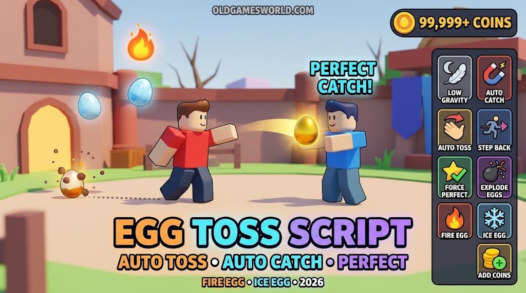 Egg Toss Script 2026 with Auto Toss, Auto Catch, Perfect Throws, Fire Egg and Ice Egg