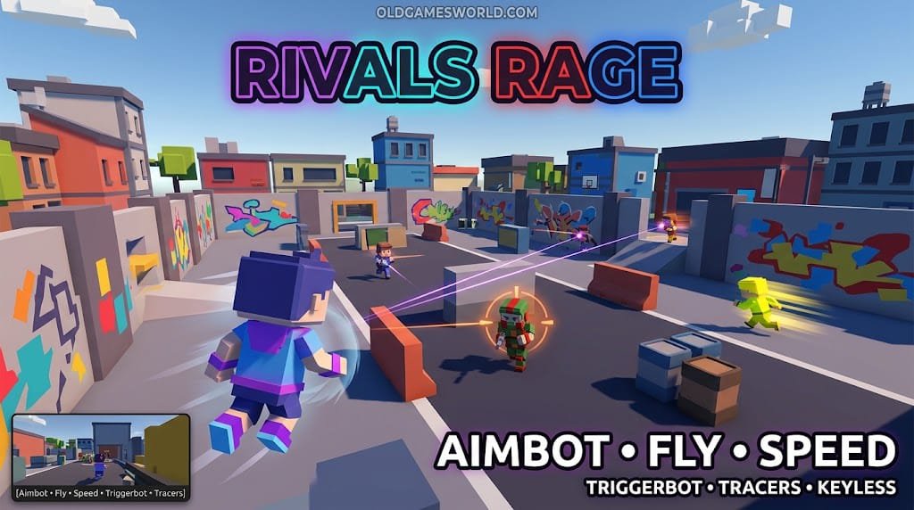 Rivals Rage Script 2026 gameplay with Aimbot, Fly, Speed, Triggerbot, Tracers and Keyless access