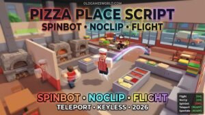 Work at a Pizza Place Script 2026 gameplay with Spinbot, Noclip, Flight, Teleport and Keyless access