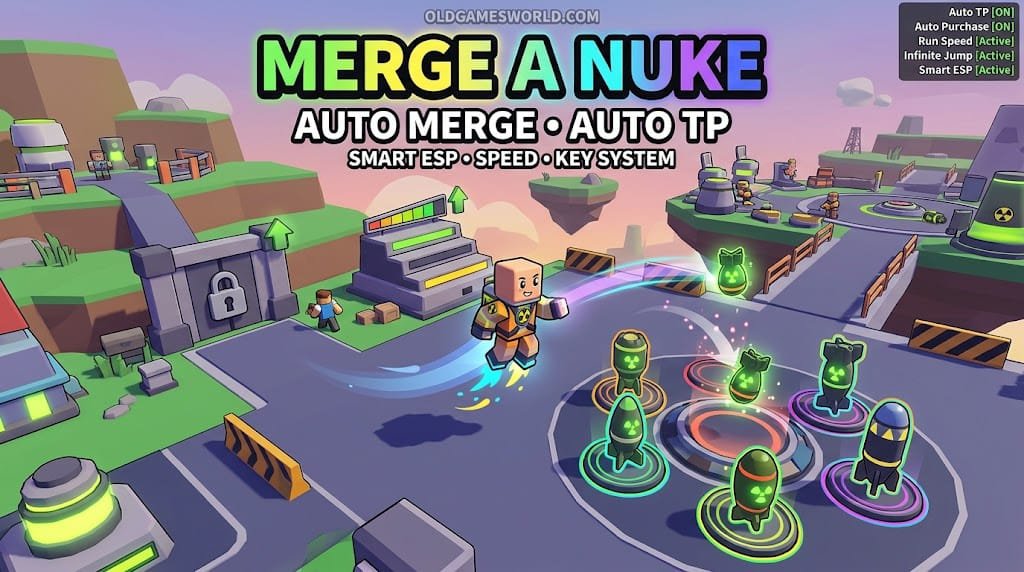 Merge a Nuke Script 2026 gameplay with Auto TP, Smart ESP, Auto Purchase, Speed and Infinite Jump