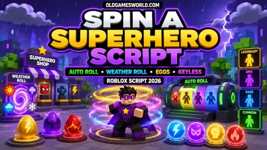 Spin a Superhero Script with Auto Roll, Weather Roll, Eggs and Keyless access