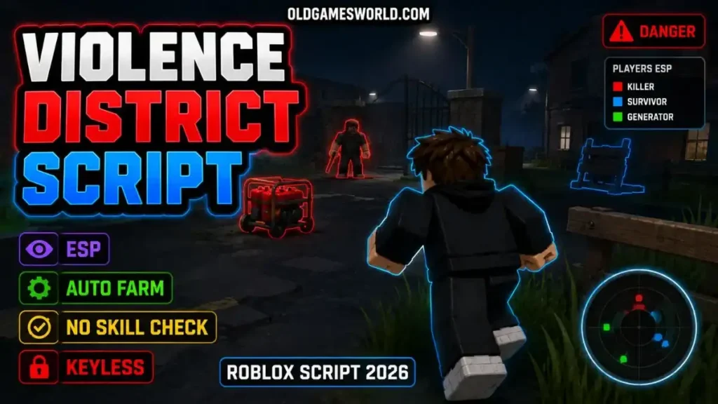 Violence District Script with ESP, Auto Farm, No Skill Check and Keyless access