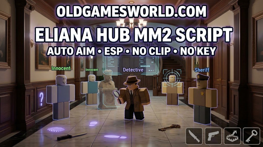 Eliana Hub MM2 Script with Auto Aim, ESP, No Clip, visual tools, and No Key access