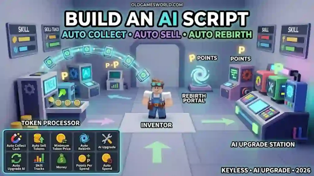 Build an AI Script 2026 with Auto Collect Cash, Auto Sell Tokens, Auto Rebirth and AI Upgrade features