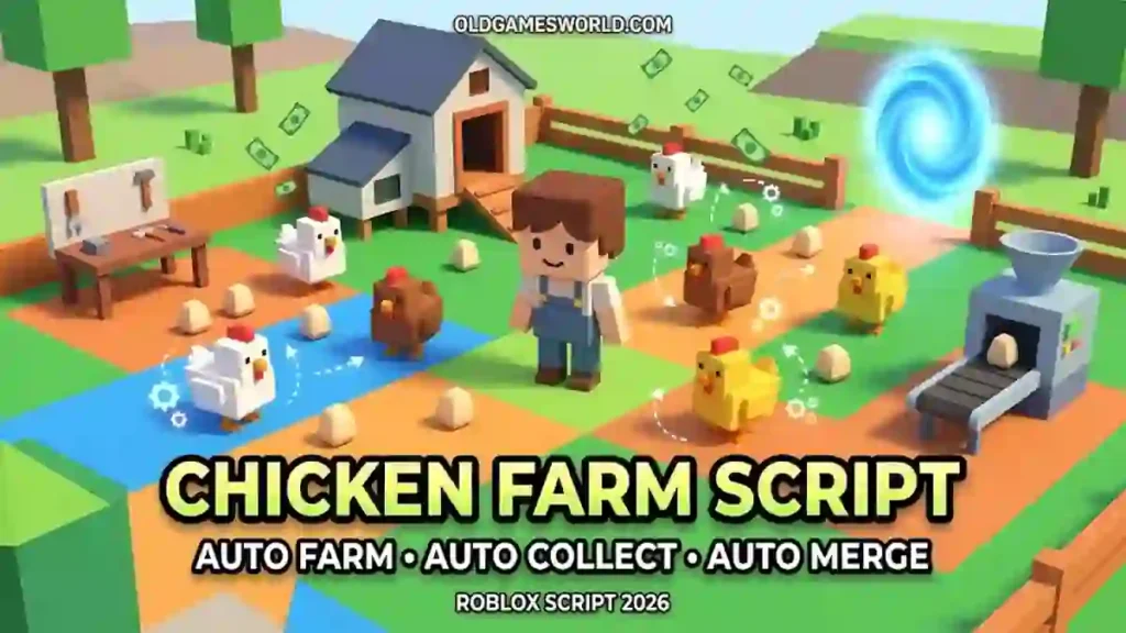 Chicken Farm Script 2026 with Auto Farm, Auto Collect and Auto Merge features