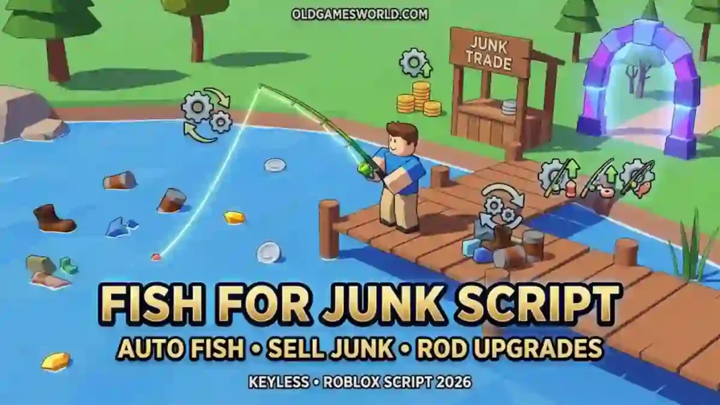 Fish For Junk Script 2026 with Auto Fish, Sell Junk, Rod Upgrades and Keyless access