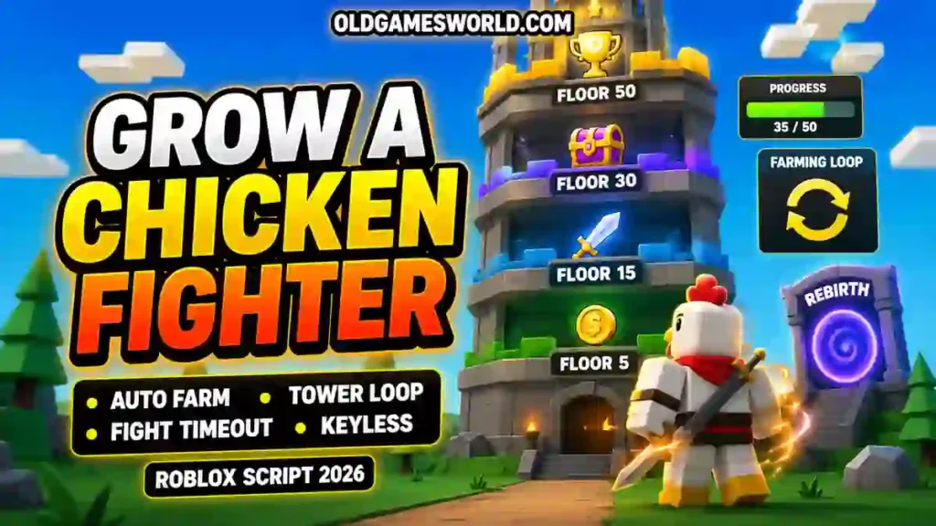 Grow a Chicken Fighter Script 2026 with Auto Farm, Tower Loop, Fight Timeout and Keyless access