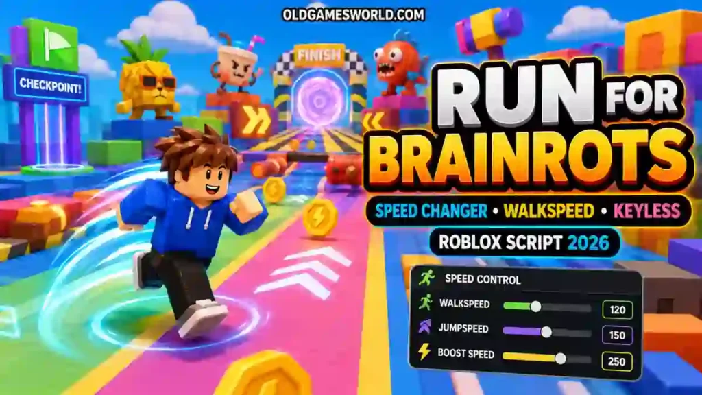 Run For Brainrots Script 2026 with Speed Changer, WalkSpeed and Keyless access