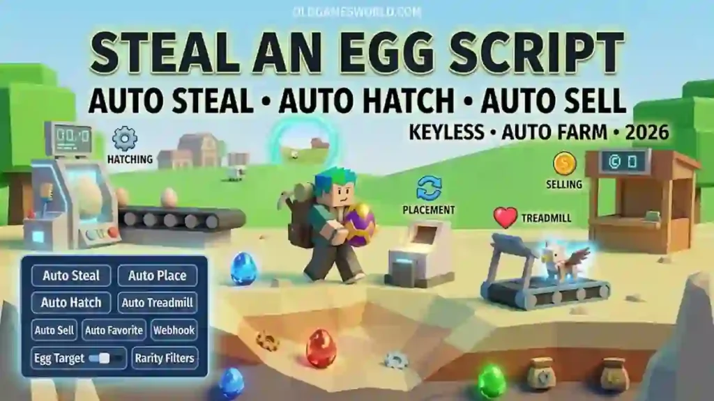 Steal An Egg Script 2026 with Auto Steal, Auto Hatch, Auto Sell and Keyless features