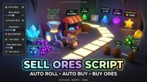 Sell Ores Script 2026 with Auto Roll, Auto Buy Roll, Buy Ores, Rarity controls and Keyless access